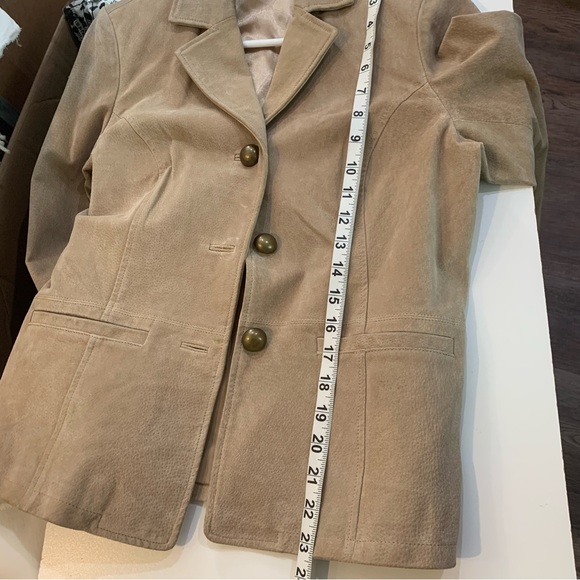 Vintage Suede Leather Ruff Hewn Light Tan Blazer Jacket M - Picture 8 of 9
